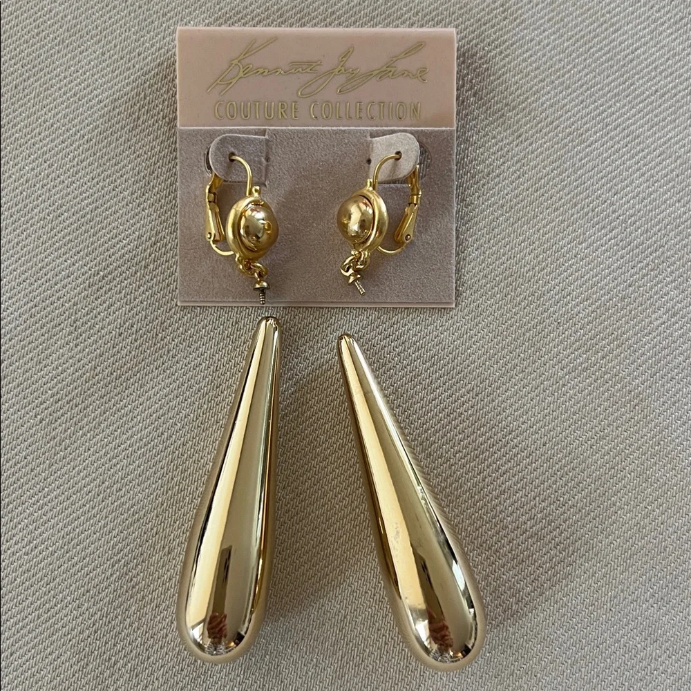 Kenneth Lane Elegant Gold Drop Earrings - Picture 8 of 9